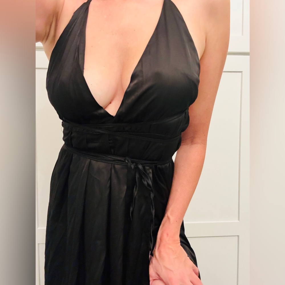 Sexy satin evening gown flowy and sexy